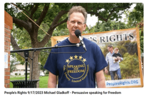 Michael Gladkoff speaking at People's Rights in Pasadena California